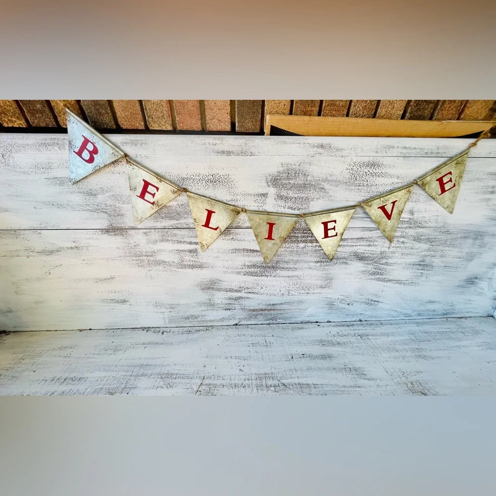 *Believe Metal Pennant Garland 45”